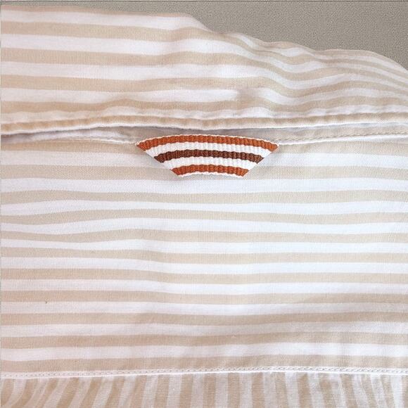 NWT GMF 965 Tan White Striped Cotton Italian Luxury Sports Dress Shirt 42 16.5 - Picture 9 of 12